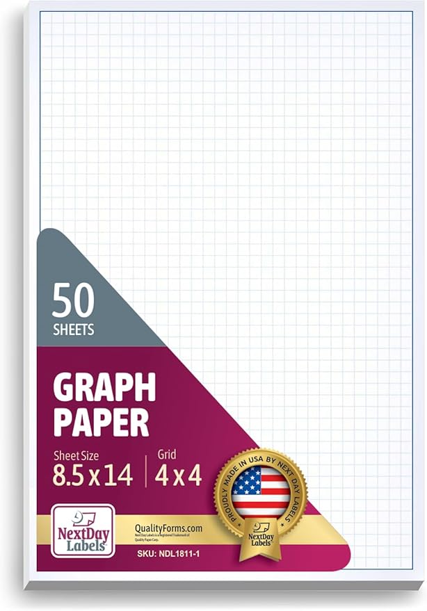 Graph Paper Pad for Blueprint Drawings, Drafting, Engineering Drawing, and Planning - Graph Paper 8.5x14 Blueprint Quadrille Grid Paper Pads with Blue Lines, High Brightness 50 Sheets (1-Pack)