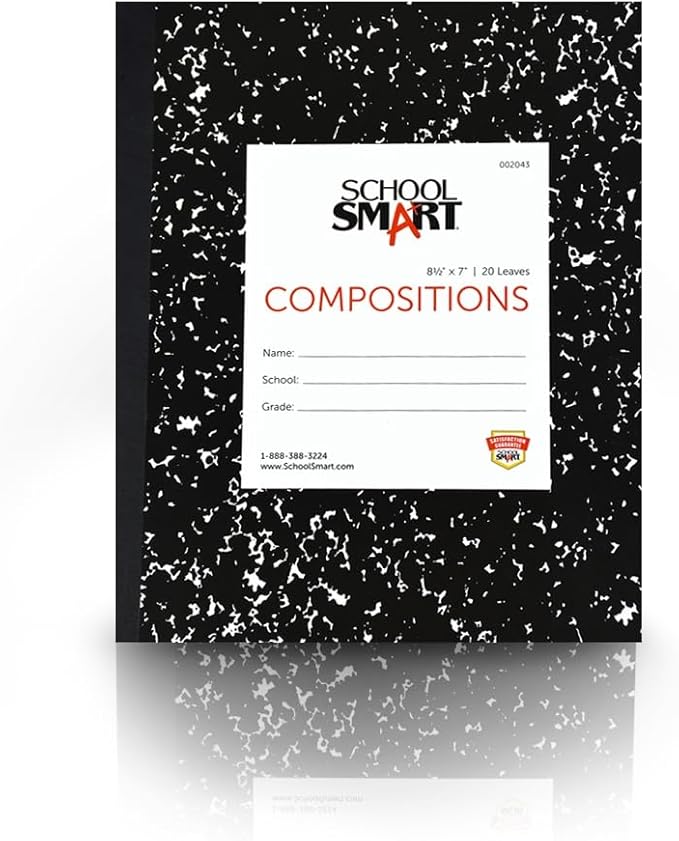 School Smart Flexible Cover Ruled Composition Book, 8-1/2 x 7 Inches, 40 Pages