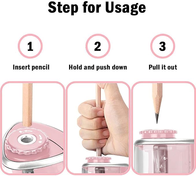 Aogwat Pencil Sharpener Electric Pencil Sharpener for Kids, Blade to Fast Sharpen, Suitable for No.2/School/Classroom/Office/Home (Pink)