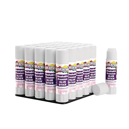 Colorations® Premium White Washable Glue Sticks in a Tray, Set of 30, .32 oz each, Glues Dries Clear & is Acid Free, Non Toxic & Washable Glue, Use at School, Home, Office & Craft Projects