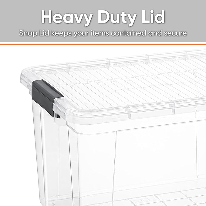 Superio Small Storage Bins with Lids- 3 Pack, 4.75 Qt Clear Boxes for Organizing, Stackable Plastic Containers- BPA Free, Non-Toxic, Odor Free, Organizer for Home, Office, Dorm