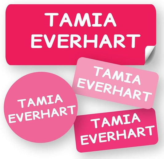 120-ct Personalized Waterproof Name Labels – 3-Line Custom Stick-On Tags for Daycare & Camp – Dishwasher-Safe, Cute Pastel Designs, Pre-Cut