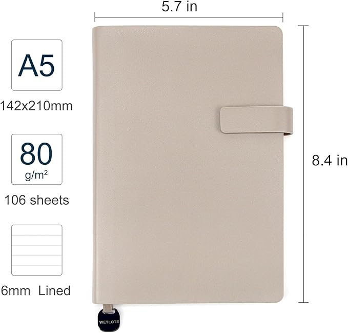Softsided Notebook - 5.7"x 8.4" - upgraded texture, classic line design, paper for smooth writing, elegant hangtag detail, with box, perfect for both gift and personal use(light coffee)