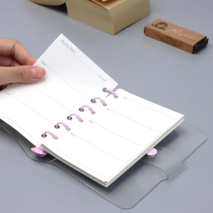 NatSumeBasics A7 Refills Paper 3" x 5" Undated Weekly Binder Planner Inserts 90 Sheets 6 Holes Pocket Notebook Papers for Personal Travel Journal Diary (2 A7 Weekly)