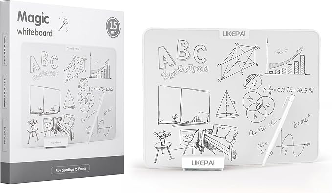 15 Inch Magic Whiteboard, No-Consumable Erasable Board, Dust-Free Power-Free Waterproof Shockproof Eye-Caring Panel | Ideal for Office, Classroom, Remote Work, Replace LCD & Desktop Whiteboard