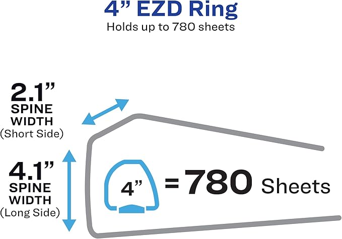 Avery Heavy-Duty 3 Ring Binder with Label Holder, 4 Inch One Touch EZD Rings, 4.5 Inch Spine, 1 Black Binder (79994)