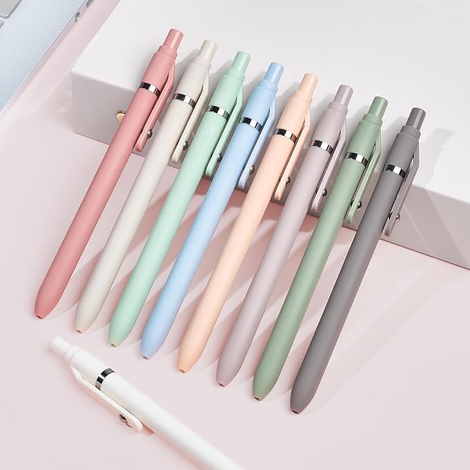 Sooez Gel Pens, 12 Pcs 0.7mm Black Ink Pens, Quick Dry Medium Point | Smooth Writing Pens, Retractable Cute Pens for Journaling Note Taking, Fancy Pen Set Gifts for School Office Women