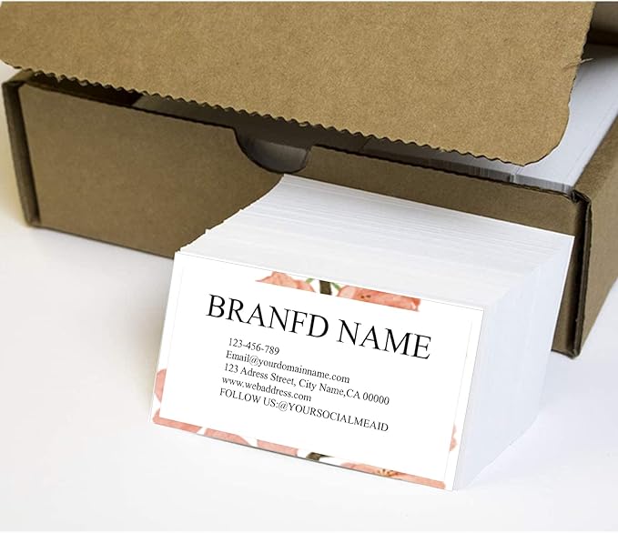 Custom Printed Business Cards - 3.5" x 2" 200 Pcs Premium Custom Cards for Business with Single or Double Sided Personalized No Additional Charge