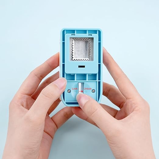 2 Pcs Stamp Punch, 1 Inch Square Stamp Punch & 1X0.8 Inch Rectangular Postage Stamps Punches, Stamps Shaped Paper Puncher, Portable Lever Action Craft Punches for Paper Crafting DIY Scrapbooking