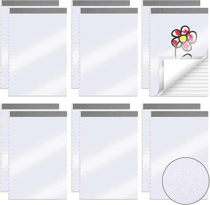 zmybcpack 12 Pack Waterproof Cover Memo Pads 5.5" x 8.5" Lined Note Pads Writing Pads (51 Sheets Each Pad, Double Side Printed)