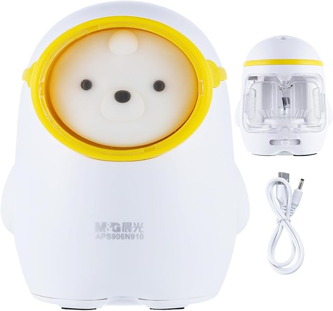 M&G Electric Pencil Sharpener, Portable Pencil Sharpener Battery/USB Dual Power Operated Sharpener for Pencils Kids Students Home Classroom School Office (Cute Bear)