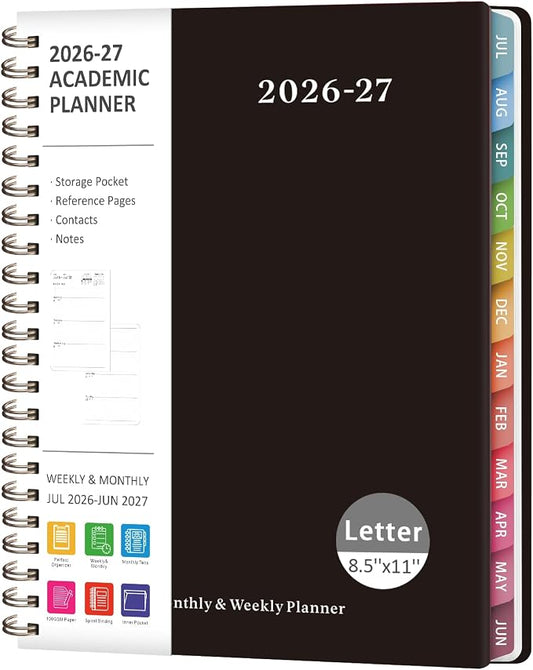 Planner 2026-2027, Weekly and Monthly Academic Year Calendar Planner, July 2026 - June 2027, Daily Agenda Book for Office School Supplies, Letter Size(8.5'' x 11'')