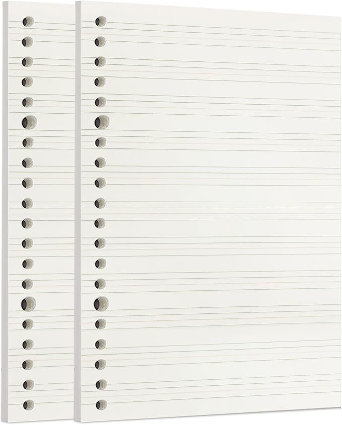 Zelten 2 Pack A5 120 Sheets/240 Pages Four Line Loose Leaf Paper for 20 Hole Binder Handwriting Practice Paper Blank Writing Pages - for Students Learning to Write Letters