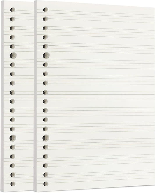 Zelten 2 Pack A5 120 Sheets/240 Pages Four Line Loose Leaf Paper for 20 Hole Binder Handwriting Practice Paper Blank Writing Pages - for Students Learning to Write Letters