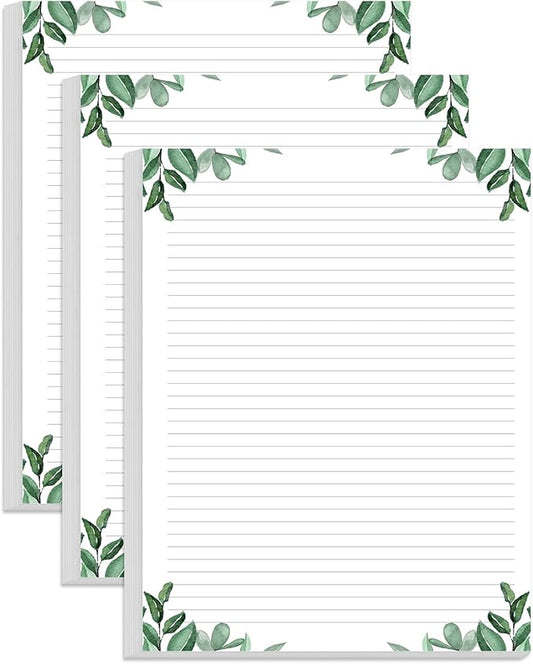 (3-Pack) Stationery Lined Paper, Letter Size Unpunched Ruled Filler Paper, 300Sheets / 600Pages Loose-Leaf Line Paper, 100gsm White Paper, 8.5'' x 11'', Leaf