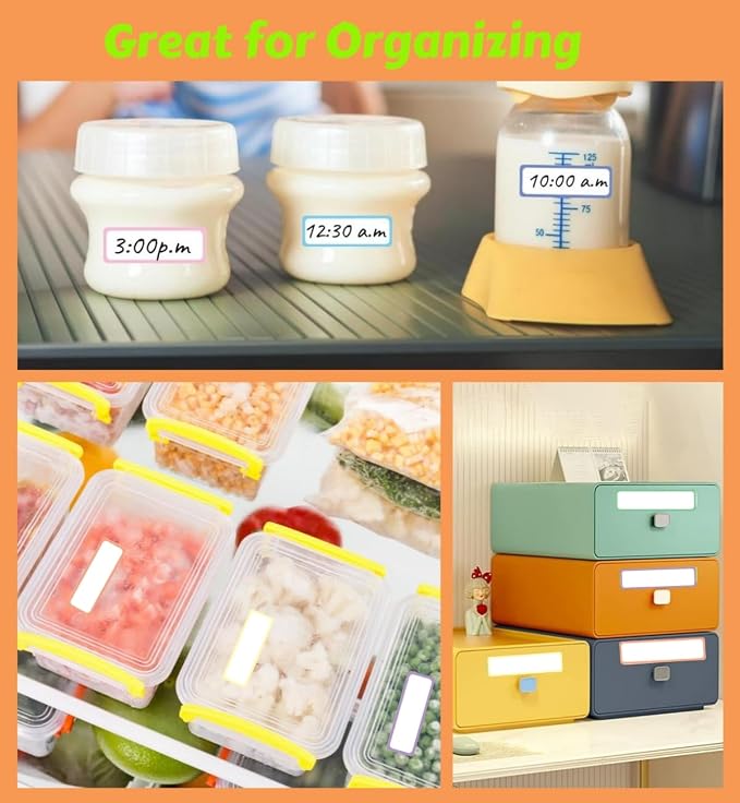 Waterproof Removable Name Labels, Colored Border Daycare Bottles Label 360, Self-Laminating Write-on Label Colorful Name Tags for Office, School Supplies, Home Storage Containers, Jars | Color Label Stickers Easy to Write-On for School Supplies, Office...