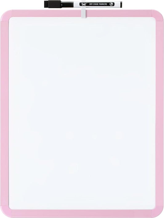 Mr. Pen- Dry Erase Board, 14” x 11” with a Black Dry Erase Marker, Pink Frame, Small Mini White Board for Students, Fridge, Wall, Locker, Includes Double Sided Tapes