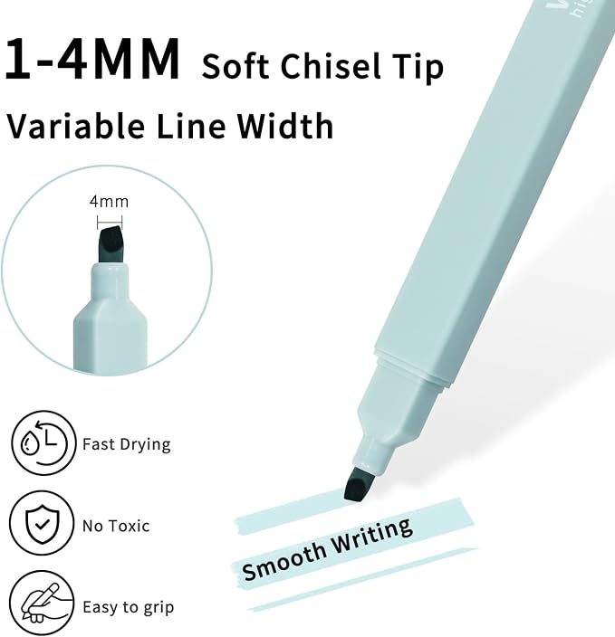 Vitoler Bible Highlighters and Pens, 6 Black Pens & 6 Highlighters | for Study, Journaling and Office Best Gifts for Teacher Nurse Mothers Day