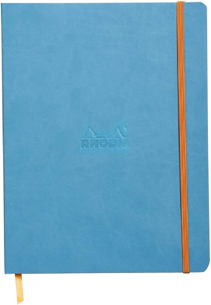 Rhodia Rhodiarama SoftCover Notebook - 80 Lined Sheets - 9 3/4 x 7 1/2 - Turquoise Cover (117507C)