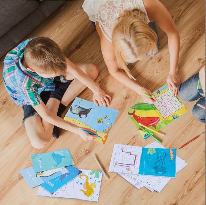 JOYIN 24 Pack Ocean Coloring Books for Kids, Bulk Sea Animal Mini Coloring Activity Books for Mermaid Fish Party Favors Birthday Party Gifts, Classroom Goodie Bags Stuffers Boys Girls