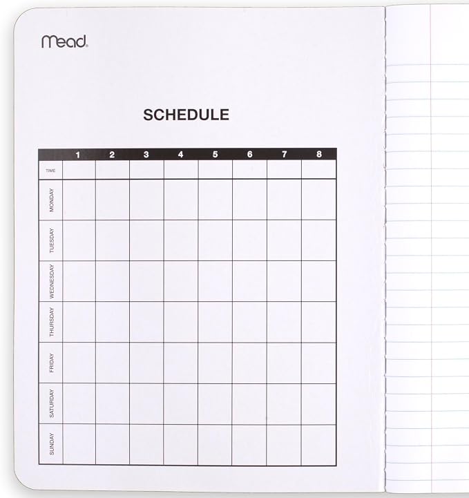 Mead Composition Notebook, College Ruled Paper, 7-1/2" x 9-3/4", 100 Sheets, Black Marble (09932)
