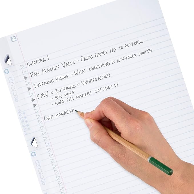 Five Star Loose Leaf Paper + Study App, Recycled Notebook Paper, College Ruled Paper, 8-1/2" x 11", 80 Sheets, Reinforced Filler Paper (170023) (Pack of 2)