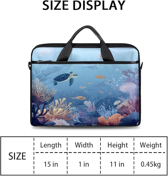 Blue Sea Turtle Laptop Sleeve Case for 13-15 inch Computer Bag Protective Laptop Handle Bag for Women Men
