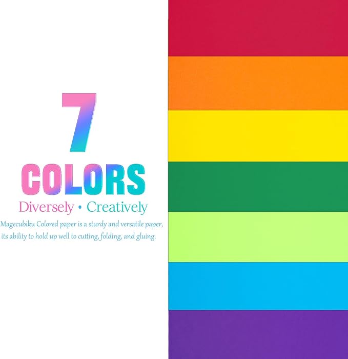 Construction Paper 8.5x11 in,70 Sheets,Set of 7 Colors 178GSM/65LB Heavyweight Construction Paper,Crafts,Arts,School Classroom Art Supplies Assorted Colors Bulk Paper