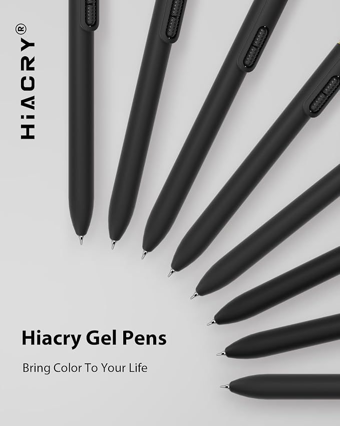 Hiacry 8 Pcs Gel Pens, Quick-Dry Long Lasting Black Ink-0.7 MM Fine Point | Smooth Writing Fidget Pens, Stress Relief, No Smear, No Bleed, Journaling, Note Taking, Work,School,Office, Students & Adults
