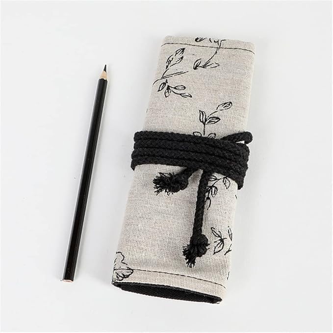DIYOMR 24/36/72 Slots Pencil Wrap Pencil Rolls, Artist Colored Pencils Roll Up Bag Short Brushes Pouch Case Pencils Organizer for Drawing Coloring and Sketching (Peony Flower, 72slots)