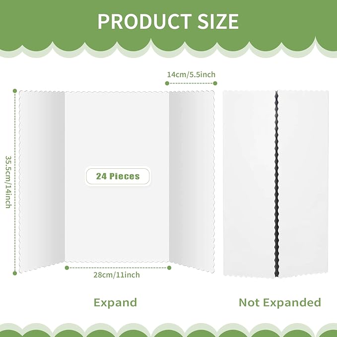 26 Pcs Tri Fold Board Bulk, Science Fair Presentation Display Poster Single Wall Lightweight Trifold Project Board (14 x 22 Inch, White)
