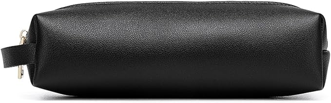 Pencil Case Soft School Pencil Pouch Bag for Easy Carry Stylish and Durable (Black,Faux leather)