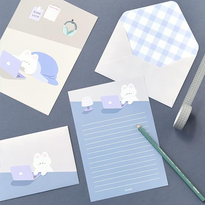 Monolike Gureum's Daily Life Letter Paper and Envelopes Set - 8Type, 32 Letter Paper + 16 Envelopes