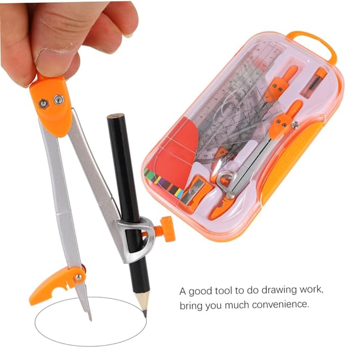 PRETYZOOM Student Geometry Drawing Kit Metal Compasses Set 10pcs Geometry Ruler Math Tool for School Exams and Drafting Supplies Random Color