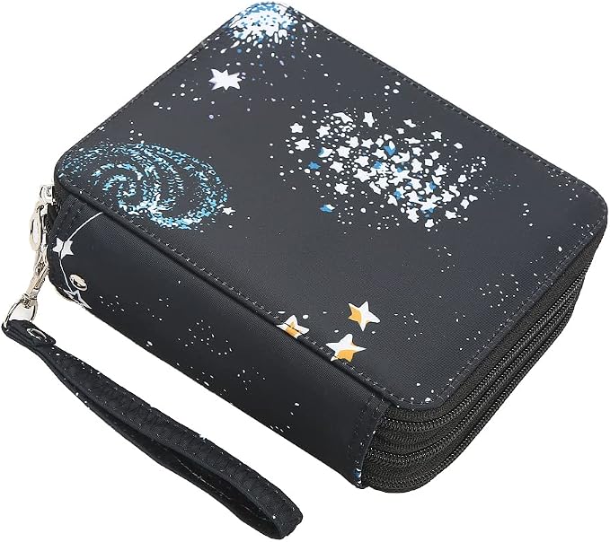72 Slots Pencil Case Organizer w/Removal Handle Strap | 3-Layer Zipped Pencils Box Large for Colored Pencils Watercolor Pencils for Office and Travel for Artist