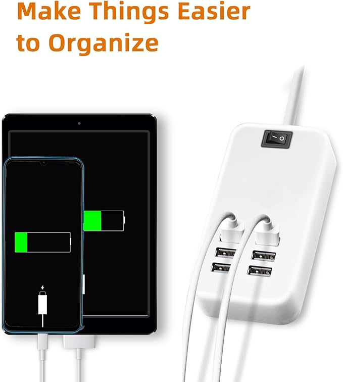 USB Charger Station Multi Port, Portable 6 Ports Chargers for Multiple Devices, Wall Charger Adapter for iPhone 17 16 15 pro max Samsung Galaxy S25/S24/S23