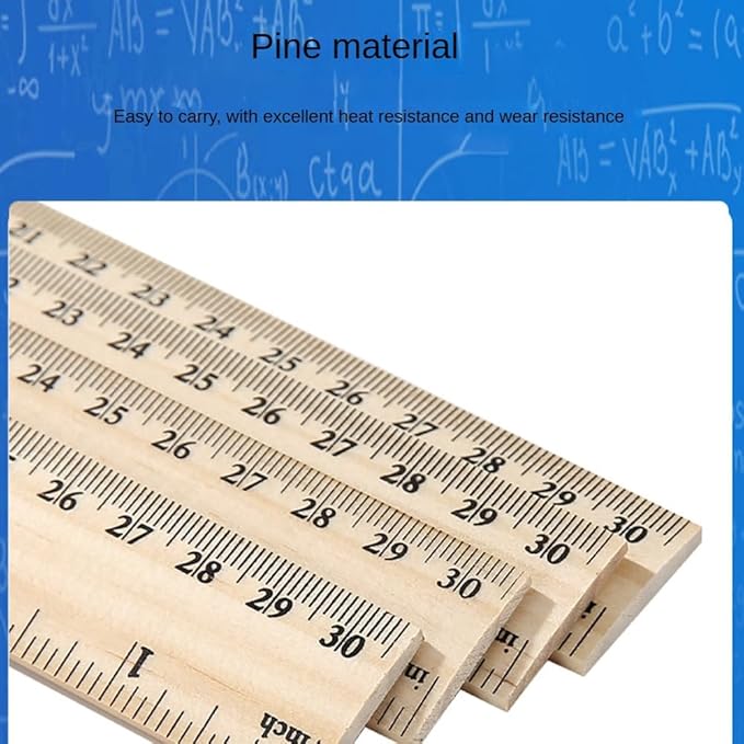 2 Pack Wooden Ruler 12 Inch Rulers Bulk Wood Measuring Ruler Office Ruler 2 Scale