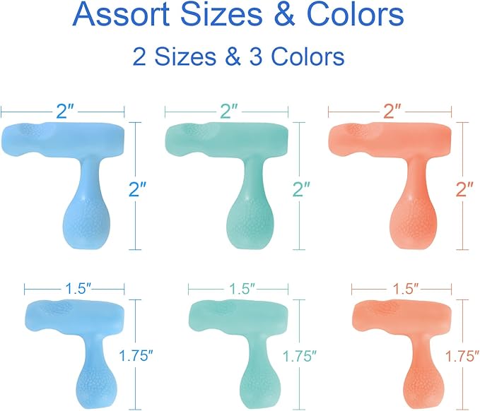 Cosmos 6 Pcs Pencil Grips Writing Aid Pencil Holder Universal Ergonomic Pencil Gripper, 2 Assorted Sizes & 3 Colors