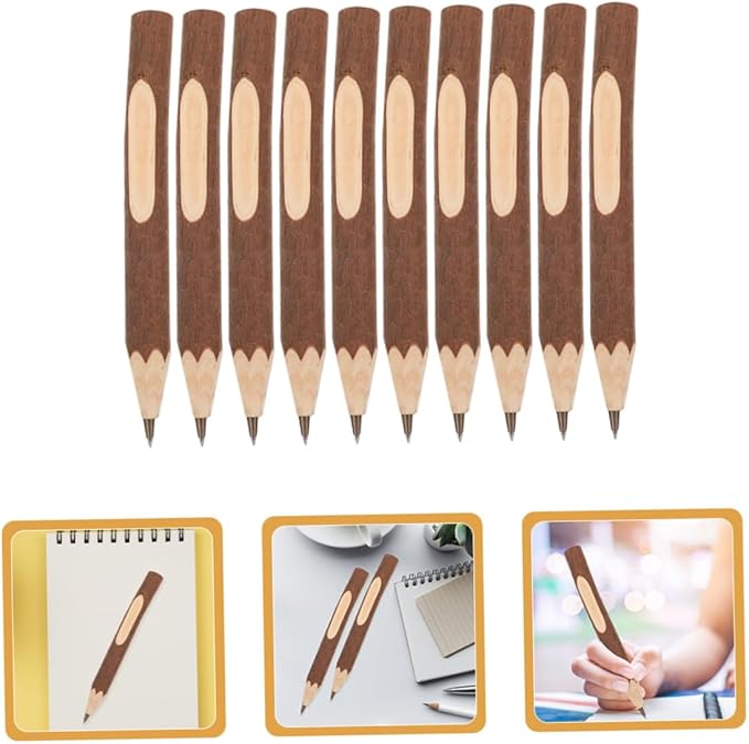 Ciieeo 10pcs Tree Bark Texture Wood Ballpoint Pens 17cm Small Portable Writing Pens Biodegradable for Office and School Use