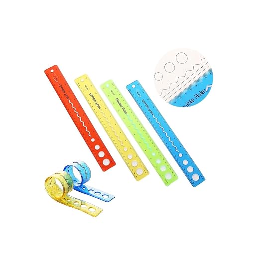1PC 12 Inch Color Flexible Rulers Kids Soft Bendable Plastic Transparent Rulers Shatterproof Clear Ruler School House and Office, Drafting Tools and Drafting Kits(Random Color)