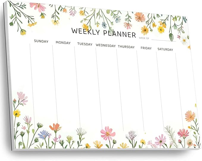 Undated Weekly Planner Notepad, 52 Sheet Tear-Off Weekly To Do List Notepad, Desk Planner Pad Calendar, Blank Calendar for Daily Habit Tracking/Menu Planning(8.26"x11,69")