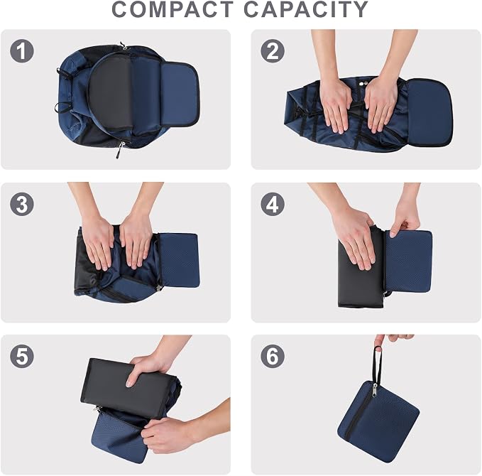 Lightweight Hiking Backpack 30L Packable Foldable Daypack Collapsible Travel Bag Water-Resistant for Women Men (Navy Blue)