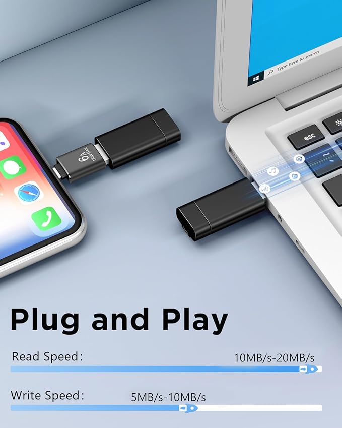 TEWENE 1-Pack Flash Drives 8GB FAT32 USB 2.0 Flash Drive (&Type-C Adapter) Thumb Drive with Unique Clip Retractable, USB Memory Stick Jump Drive for Data Transfer - 8GB Black