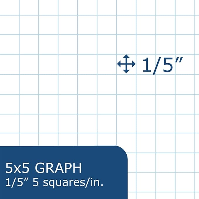 Roaring Spring Loose Leaf Graph Filler Paper, 8.5"x5.5", 12-Pack, 100 Sheets White 15lb, 5x5 Grid Ruled, 3-hole Punched for Mini Binders