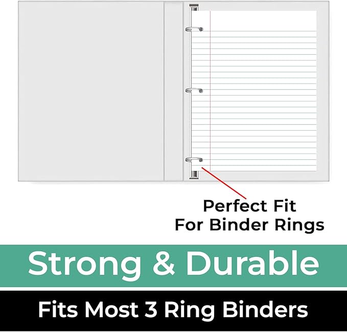 Rosmonde Loose Leaf Paper, 900 Sheets, 6 Pack, Wide Ruled, 8" x 10.5", Bulk Office Filler Sheets, 3 Hole Punched, 150 Sheets/Pack, Wide Ruled for 3 Ring Binder, Filler Notebook Paper, White