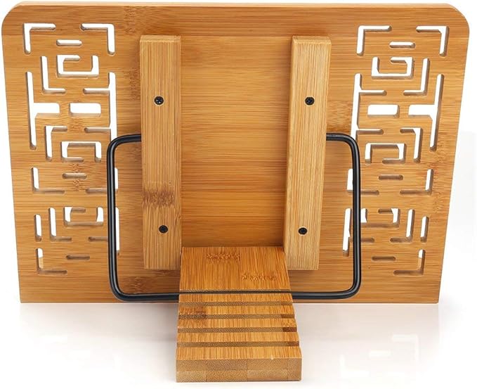 Foldable Bamboo Wood Book Stand Desktop Reading Holder Cookbook Stand Portable Laptop Table