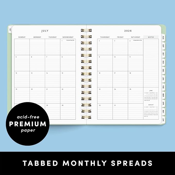 PAPERAGE Academic Planner, Weekly & Monthly Planner & Calendar, 12-Months, July 2026 - June 2027, (7" x 8"), School & Student Planning Agenda with Tabs, Bonus Pages & Inner Pocket, Raspberry