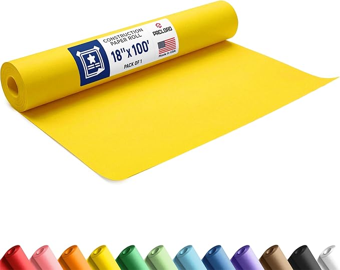 Yellow Construction Paper Roll 18" x 100 ft – Made in USA – 18" Bulletin Board Paper for Classroom & School, Teachers & Kids
