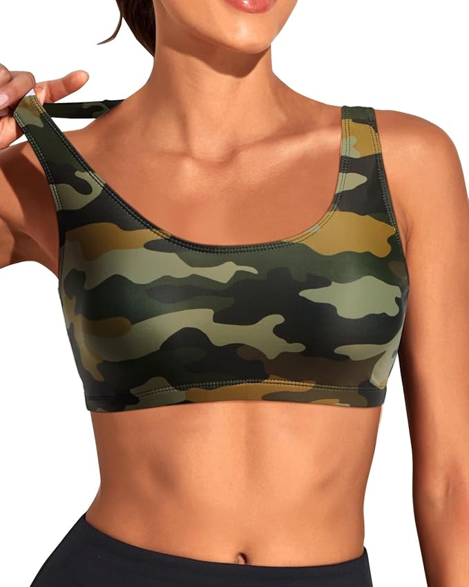 Tempt Me Women Sports Bra Bikini Top Push Up Scoop Neck Bathing Suits Top Padded Swim Crop Tops Only