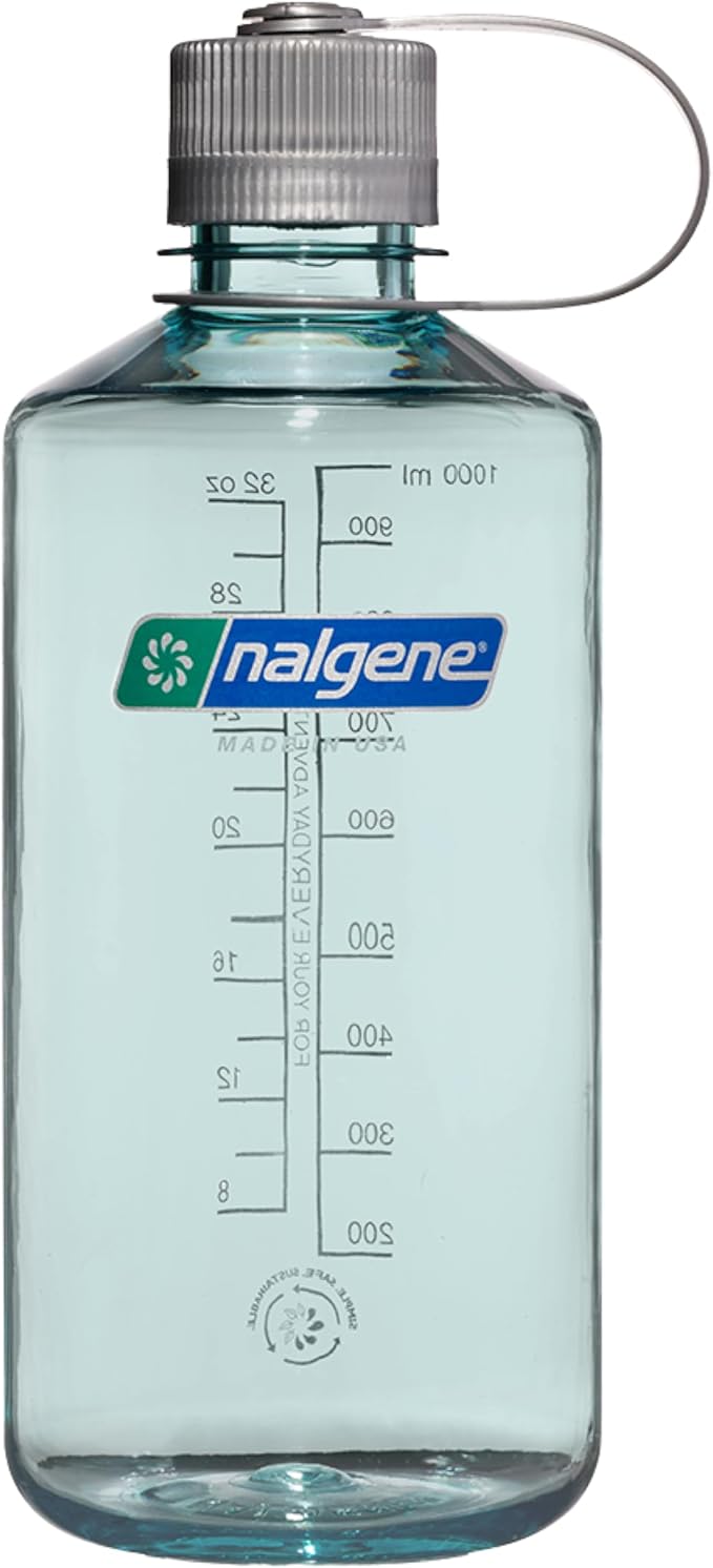 Nalgene 32 oz Narrow Mouth Water Bottle | BPA-Free, Durable & Leak Proof, Lightweight Bottle for Hiking, Gym & Travel, Seafoam